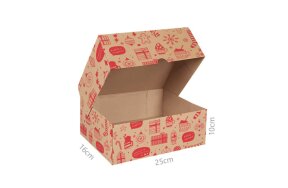 CHRISTMAS CARDBOARD POSTAL BOXES 25x16x10cm SET/10